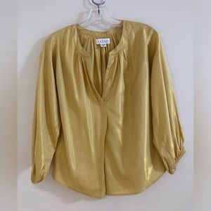 VELVET By Graham & Spencer Metallic Gold Blouse- XS